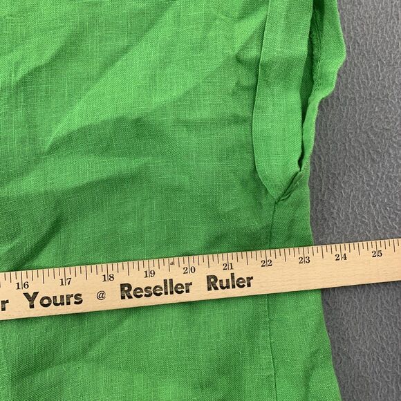 Meo Meli Button Up Shirt Womens Large Green Linen Cap Sleeve Made Italy - Picture 6 of 8